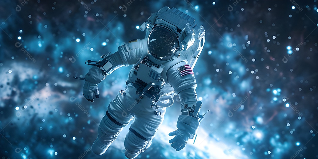 Astronauta no fundo do espaço