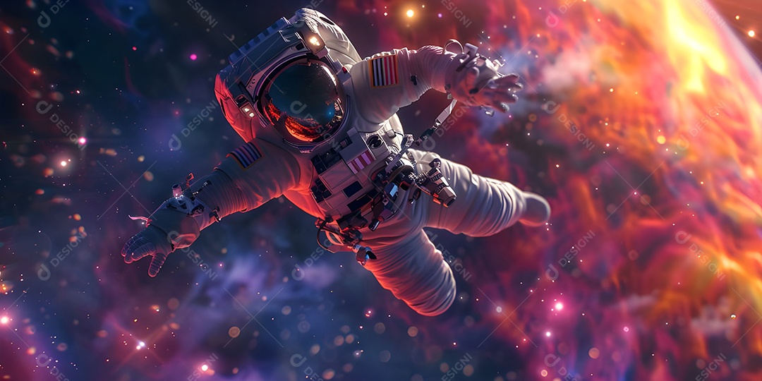 Astronauta no fundo do espaço