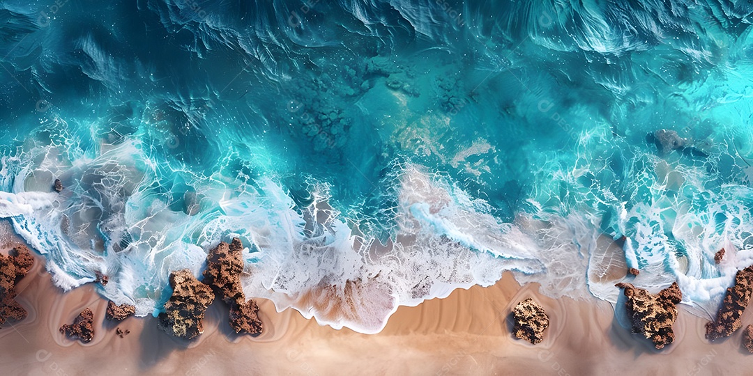 Onda azul do mar batendo contra pedras rochosas