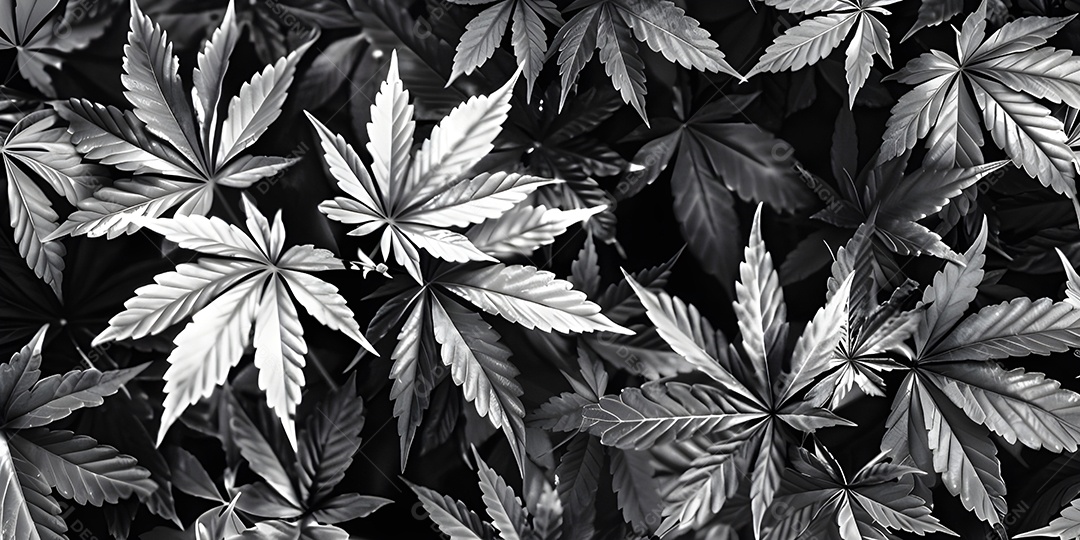 Fundo de folhas preto e branco