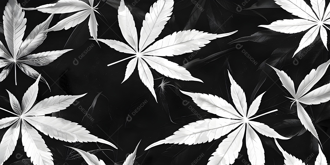 Fundo de folhas preto e branco