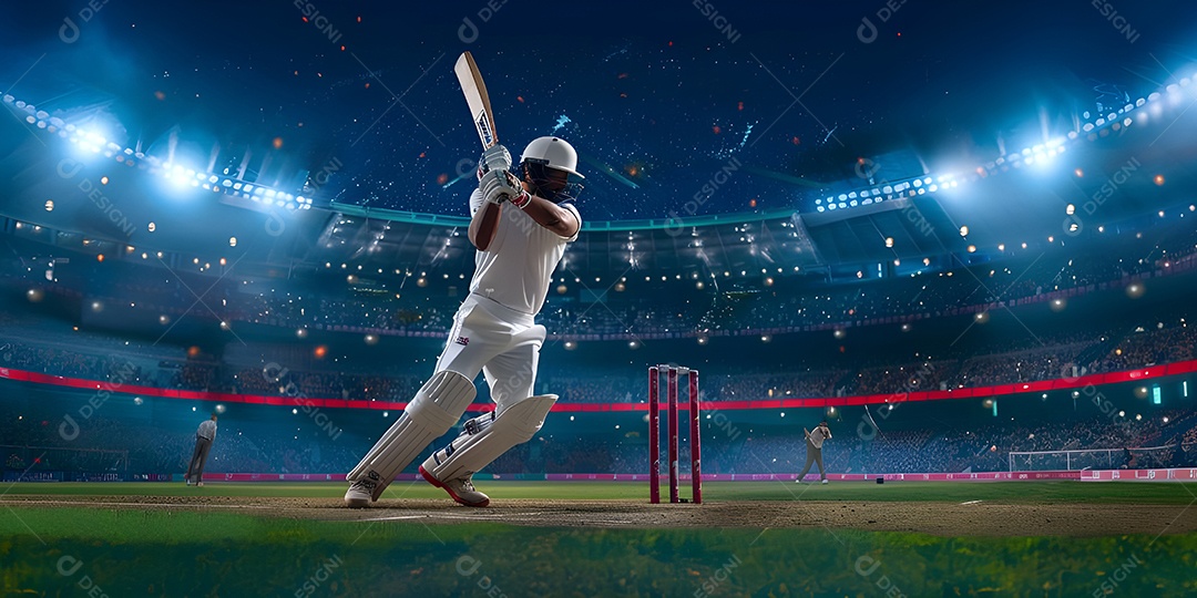 Batedor de críquete em camisa amarela olhando para o público no estádio