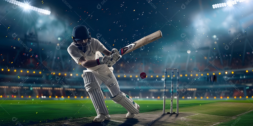 Batedor de críquete em camisa amarela olhando para o público no estádio