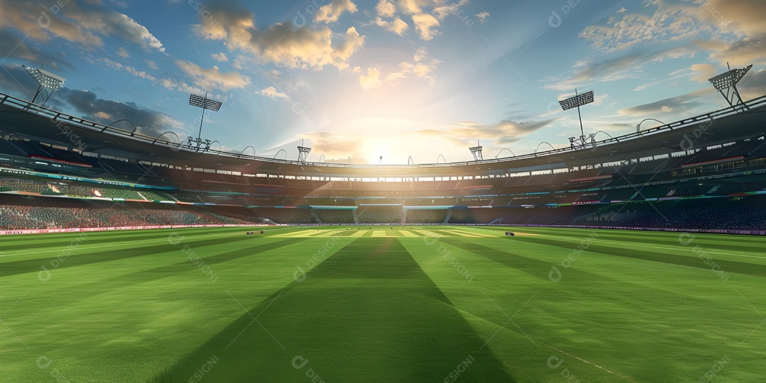 Vista do estádio de futebol com público lotado