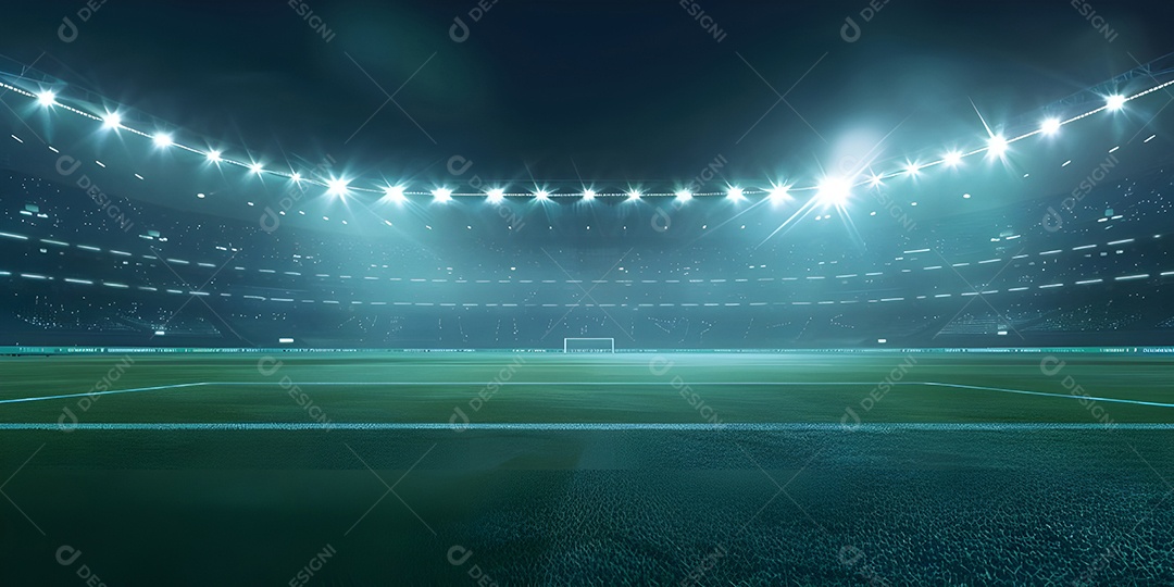 Vista do estádio de futebol com público lotado