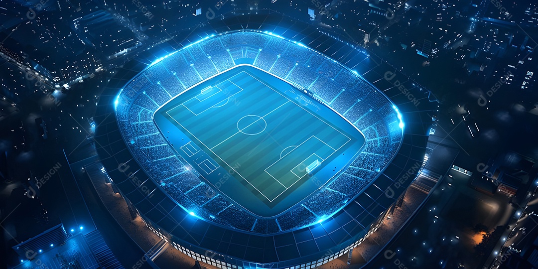 Estádio de futebol em vista noturna