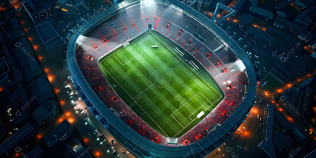 Estádio de futebol em vista noturna