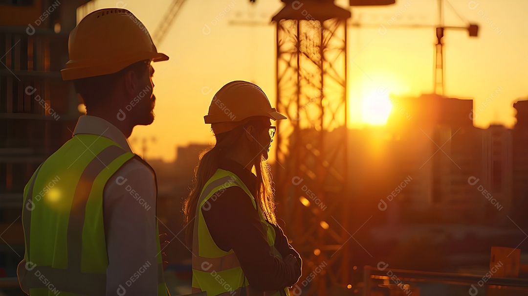 Engenheiros trabalhando em um projeto de construção
