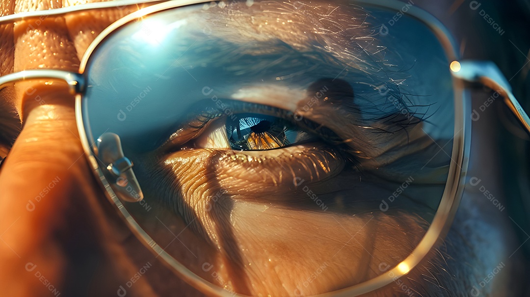 Close up de um olho afiado de um homem