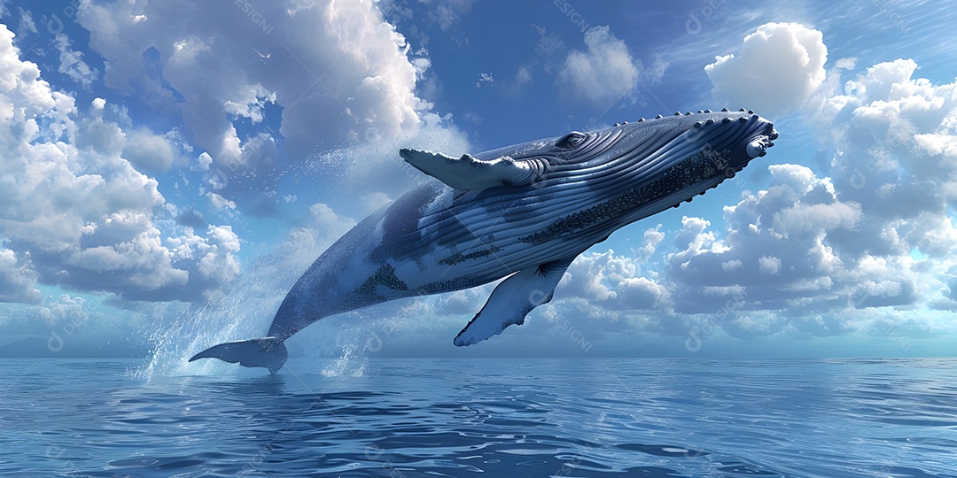 Baleia azul no fundo do oceano