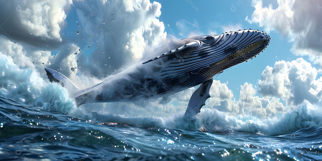 Baleia azul no fundo do oceano