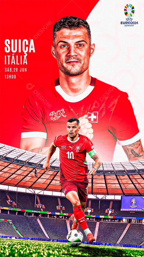 Flyer Matchday Xhaka Suiça Social Media PSD Editável
