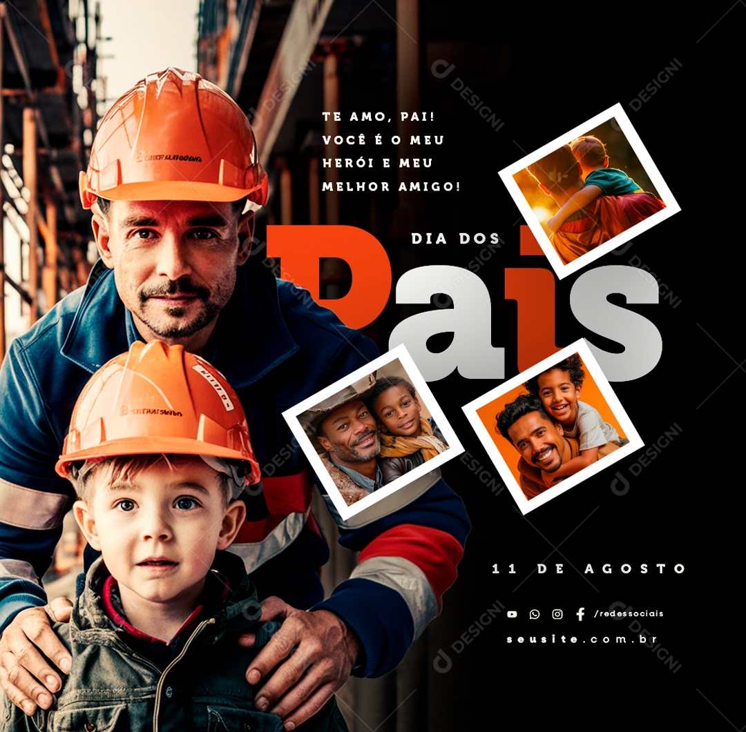 Dia Dos Pais 11 de Agosto Te Amo Pai Social Media PSD Editável