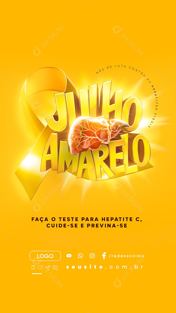 Story Julho Amarelo Faça o Teste para Hepatite C Social Media PSD Editável