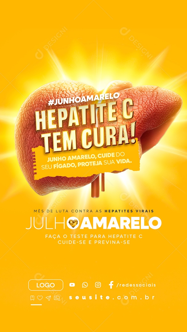 Story Julho Amarelo Cuide do seu Fígado Proteja sua Vida Social Media PSD Editável