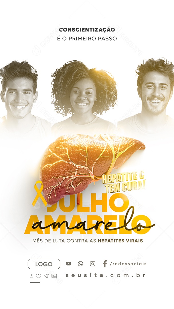 Story Julho Amarelo Conscientização é o Primeiro Passo Social Media PSD Editável