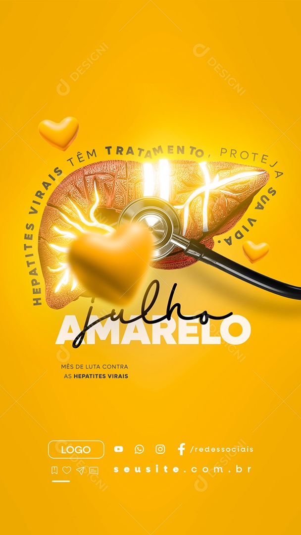Story Julho Amarelo Hepatites Virais tem Tratamento Social Media PSD Editável