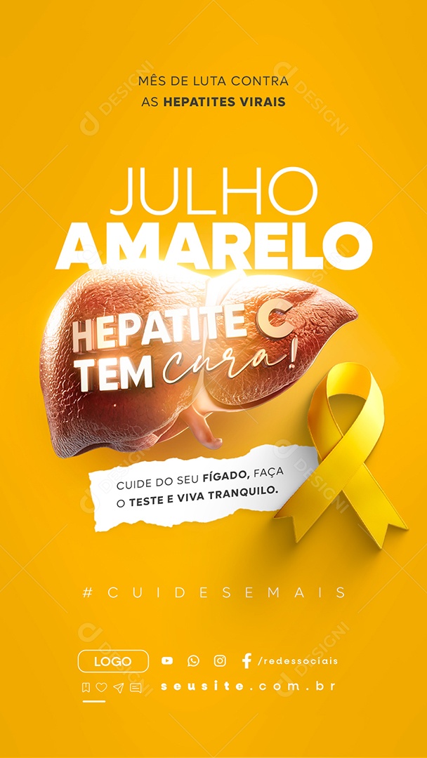 Story Julho Amarelo Hepatite C tem Cura Social Media PSD Editável