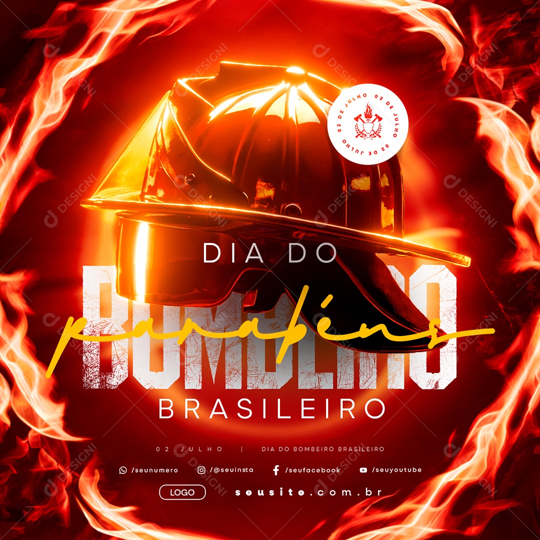 Dia do Bombeiro Brasileiro 02 Julho Social Media PSD Editável