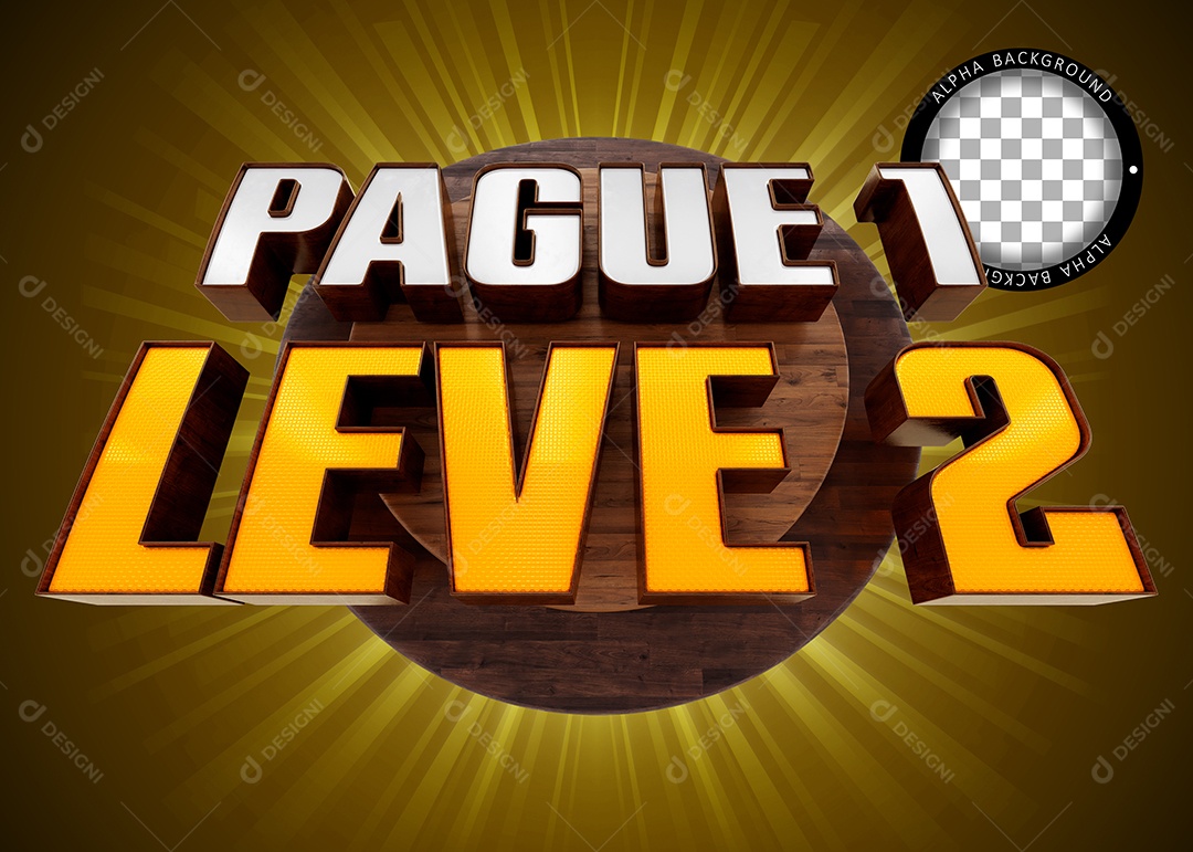 Pague 1 Leve 2 Selo 3D para Composição PSD