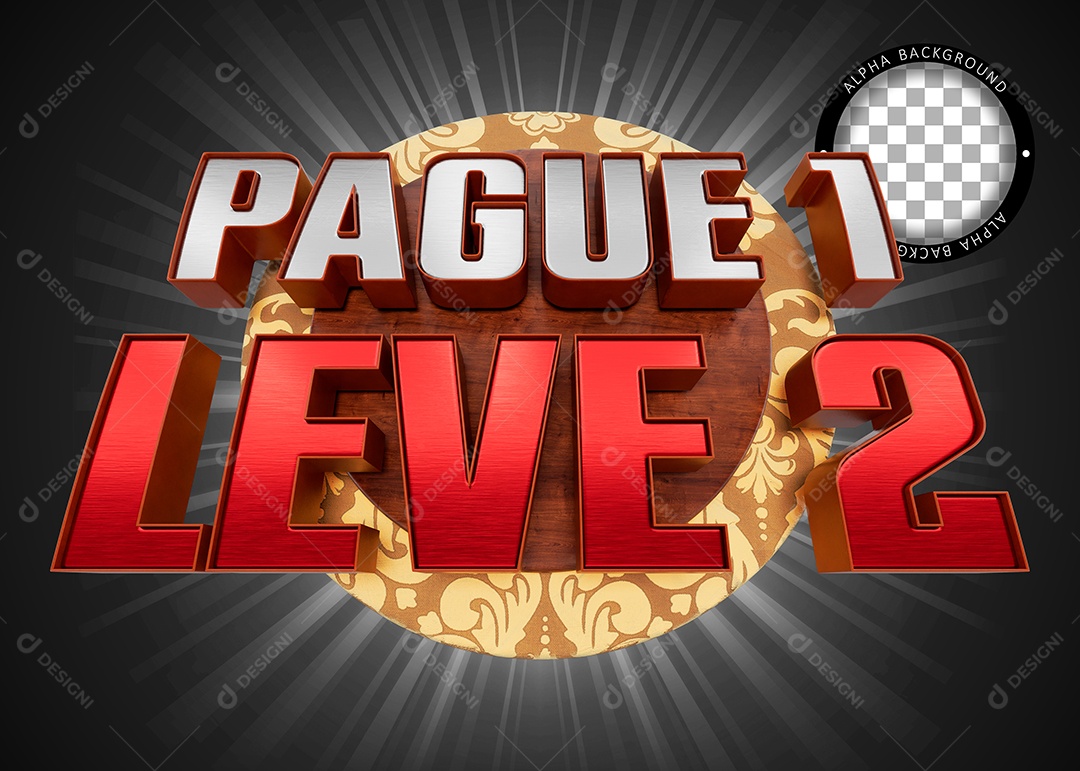 Pague 1 Leve 2 Selo 3D para Composição PSD