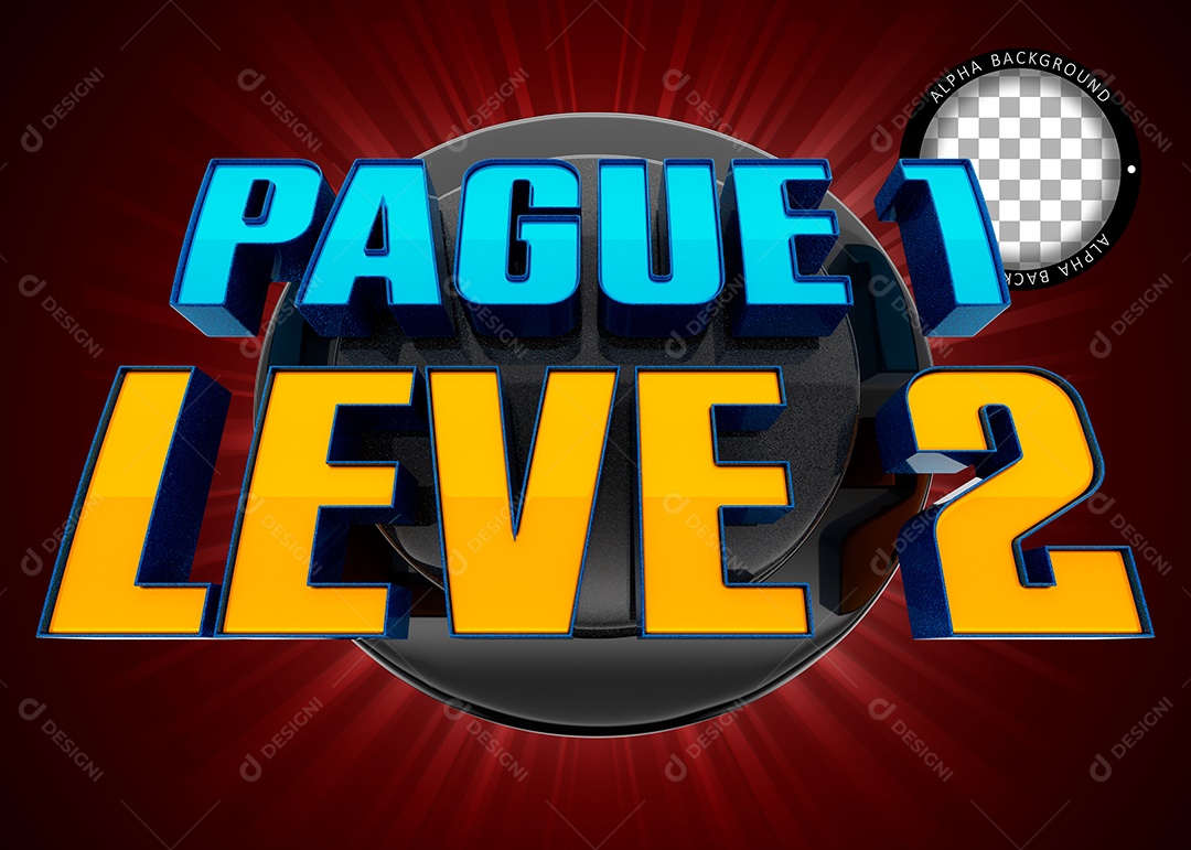 Pague 1 Leve 2 Selo 3D para Composição PSD