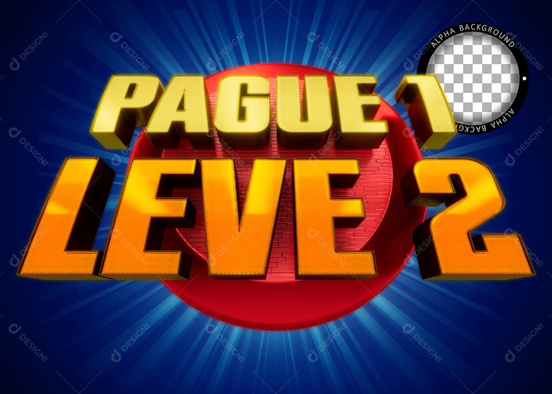 Pague 1 Leve 2 Selo 3D para Composição PSD