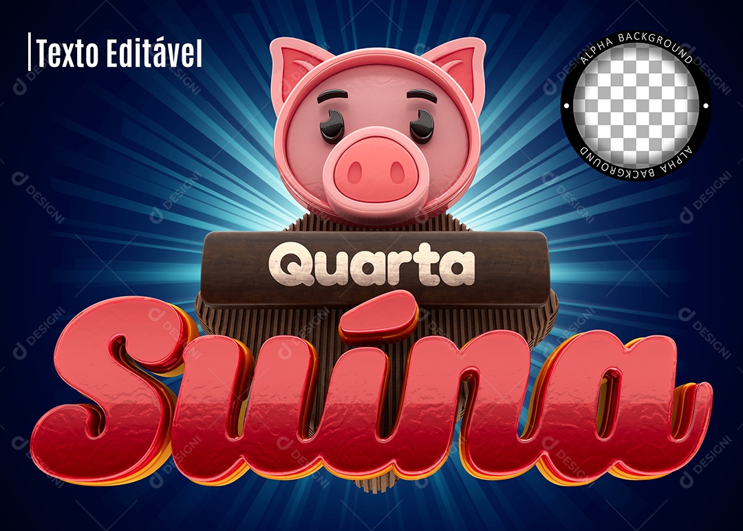 Quarta Suina Selo 3D para Composição PSD