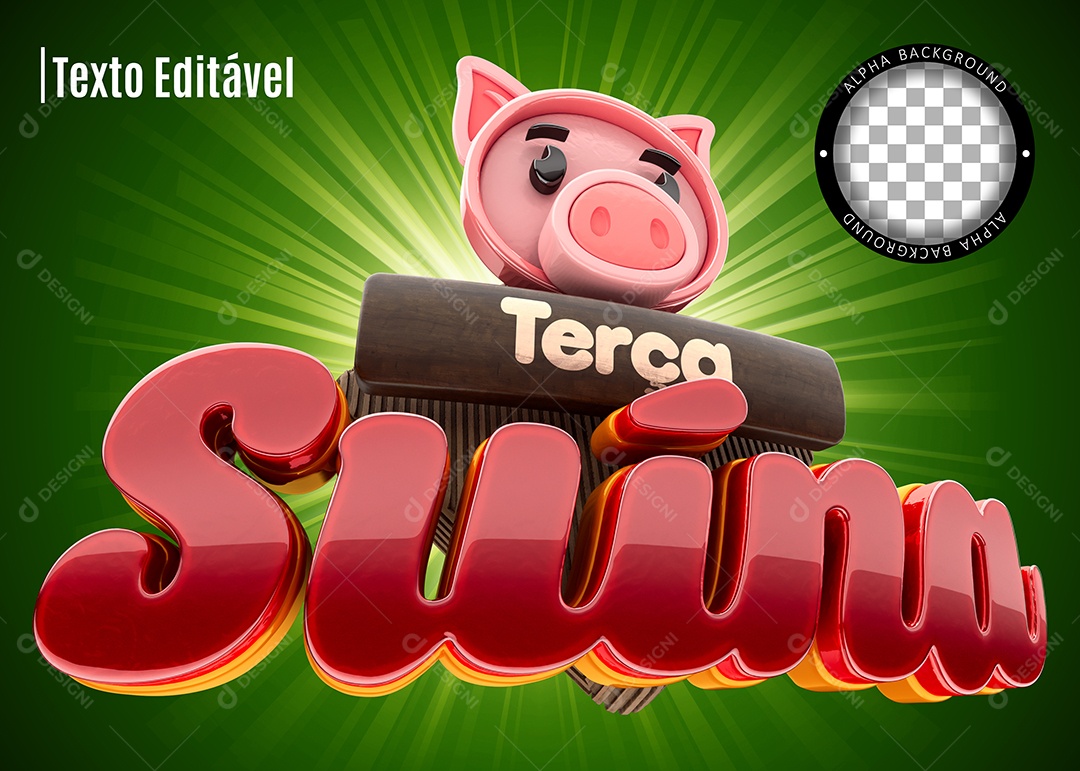 Terça Suina Selo 3D para Composição PSD