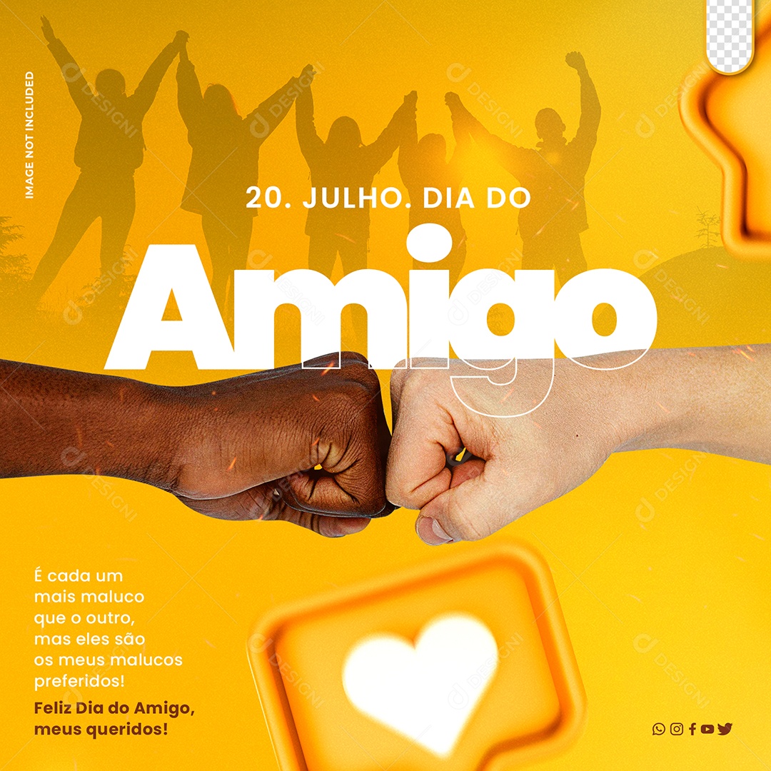 Dia 20 de Julho Dia do Amigo Social Media PSD Editável