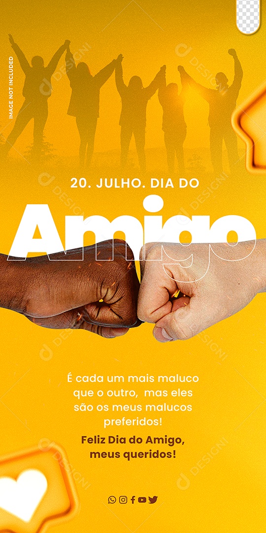 Dia 20 de Julho Dia do Amigo Social Media PSD Editável