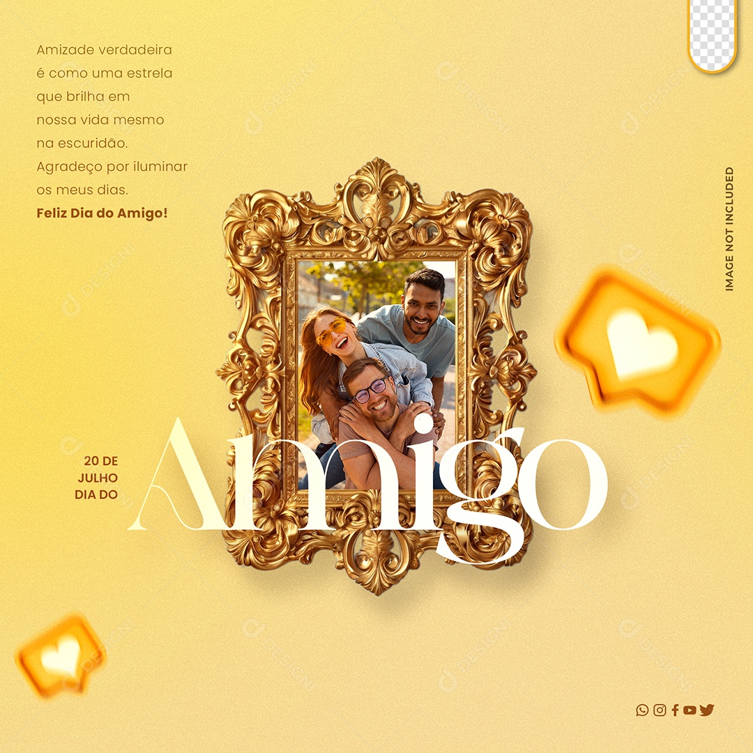 Dia 20 de Julho Dia do Amigo Social Media PSD Editável