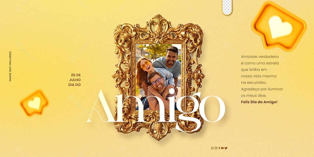 Dia 20 de Julho Dia do Amigo Social Media PSD Editável