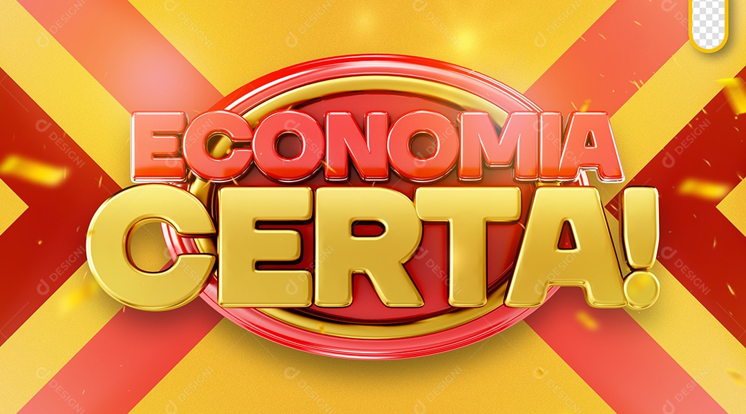 Selo 3D Economia Certa Selo 3D para Composição PSD