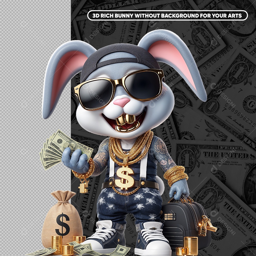 Personagem 3D Coelho Dollar