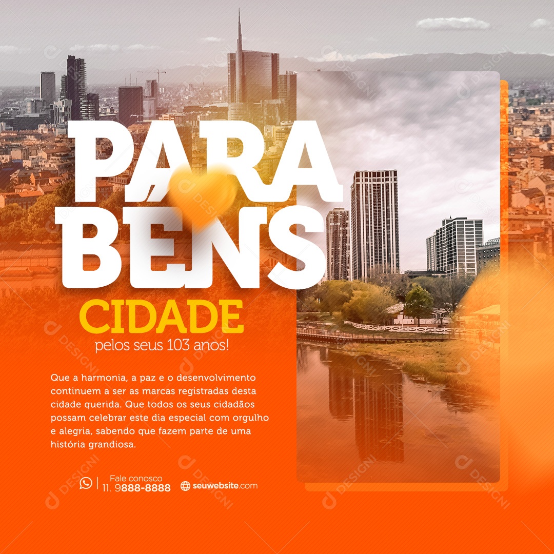 Parabéns Cidade pelos seus 103 Anos que todos os Cidadãos possam Celebrar Social Media PSD Editável
