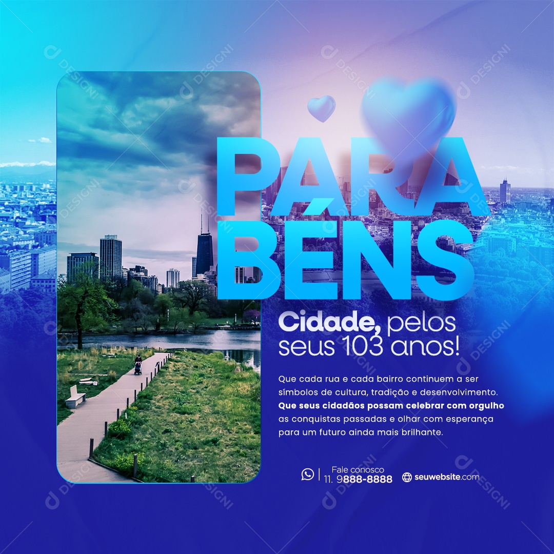 Parabéns Cidade pelos seus 103 Anos Social Media PSD Editável