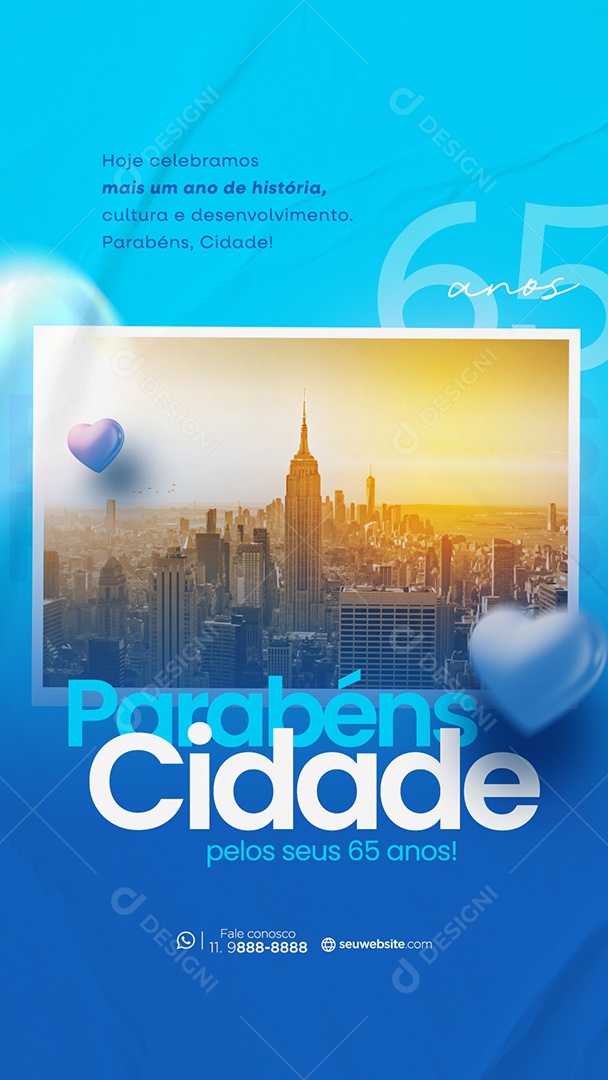 Story Parabéns Cidade 65 Anos Social Media PSD Editável