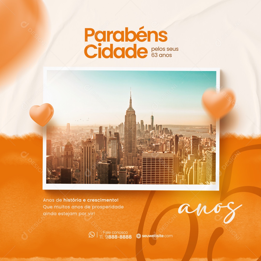 Parabéns Cidade pelos seus 65 Anos Social Media PSD Editável