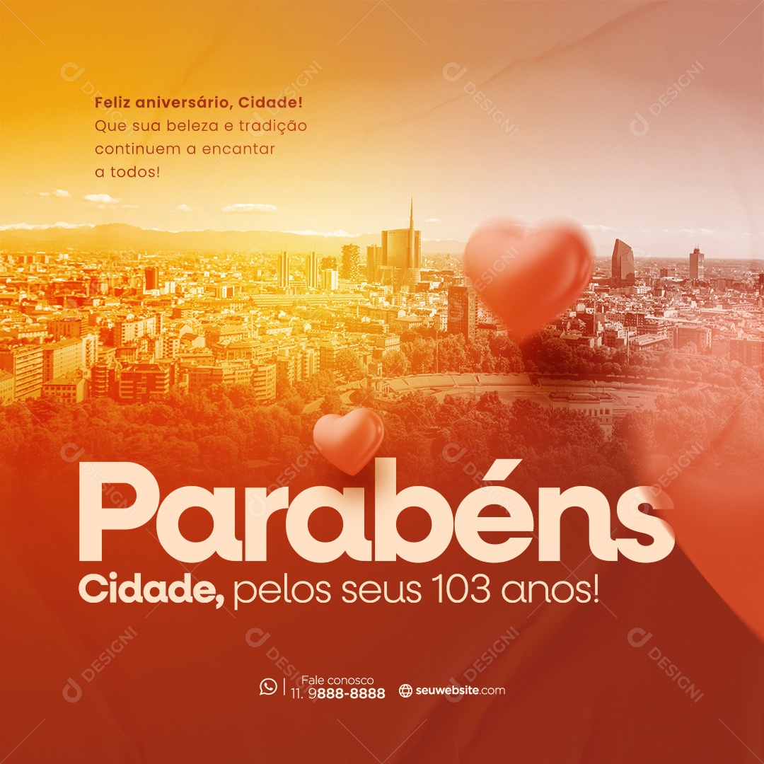 Parabéns Cidade pelos seus 103 Anos Social Media PSD Editável