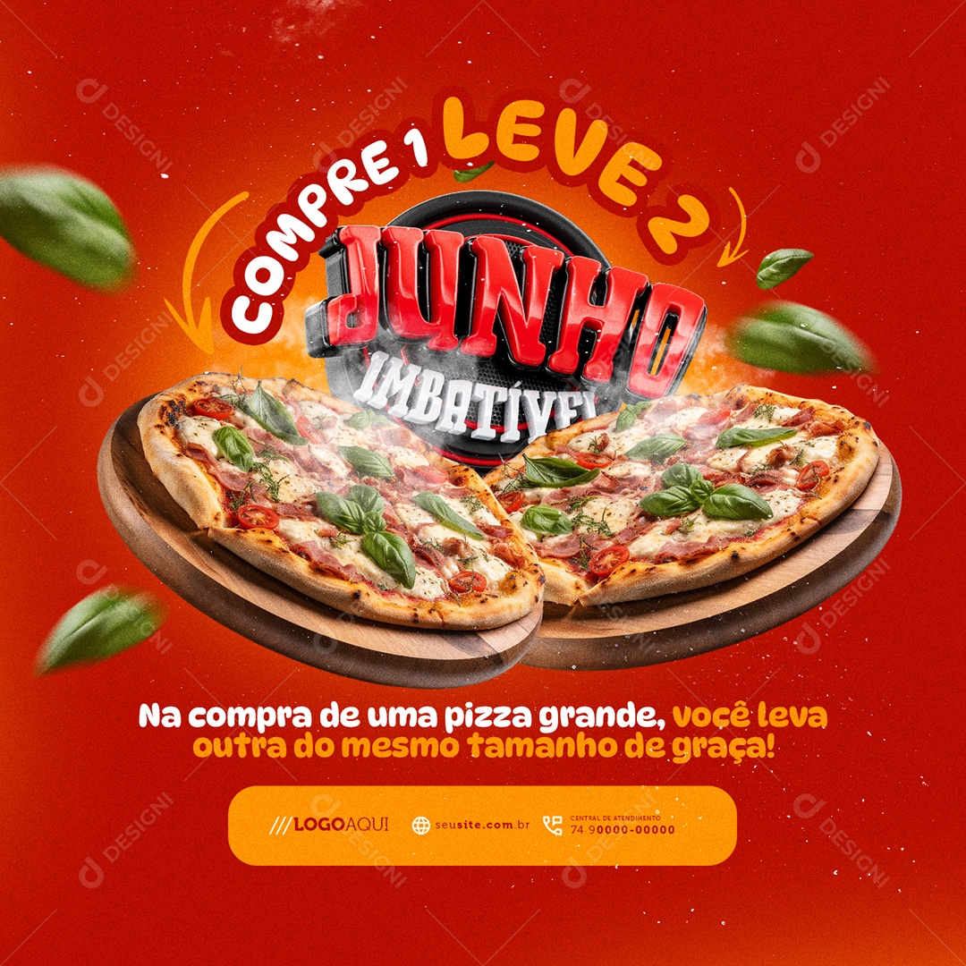 Junho Imbatível na Compra de uma pizza Grande Você Outra Social Media PSD Editável