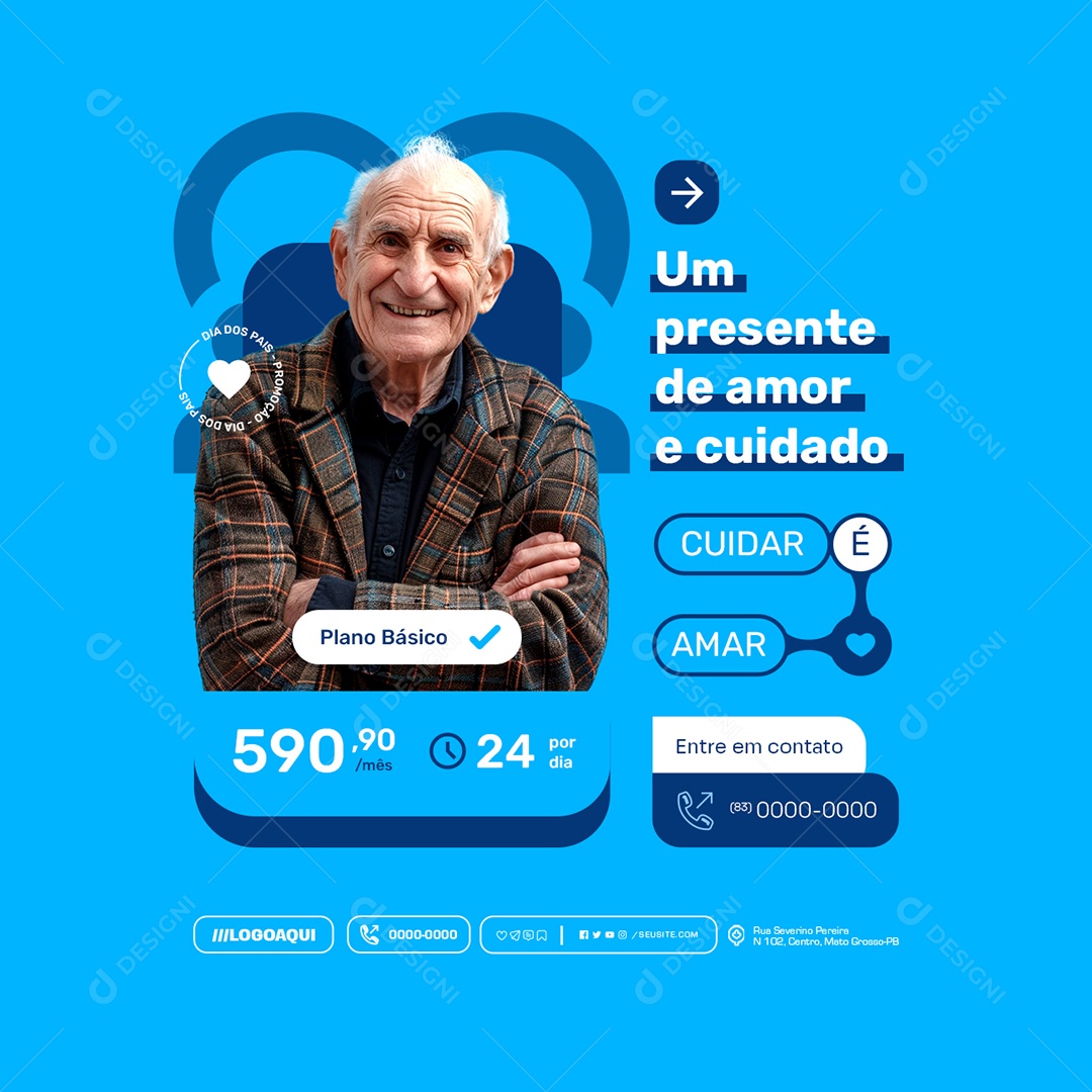 Um Presente de Amor e Cuidado Social Media PSD Editável