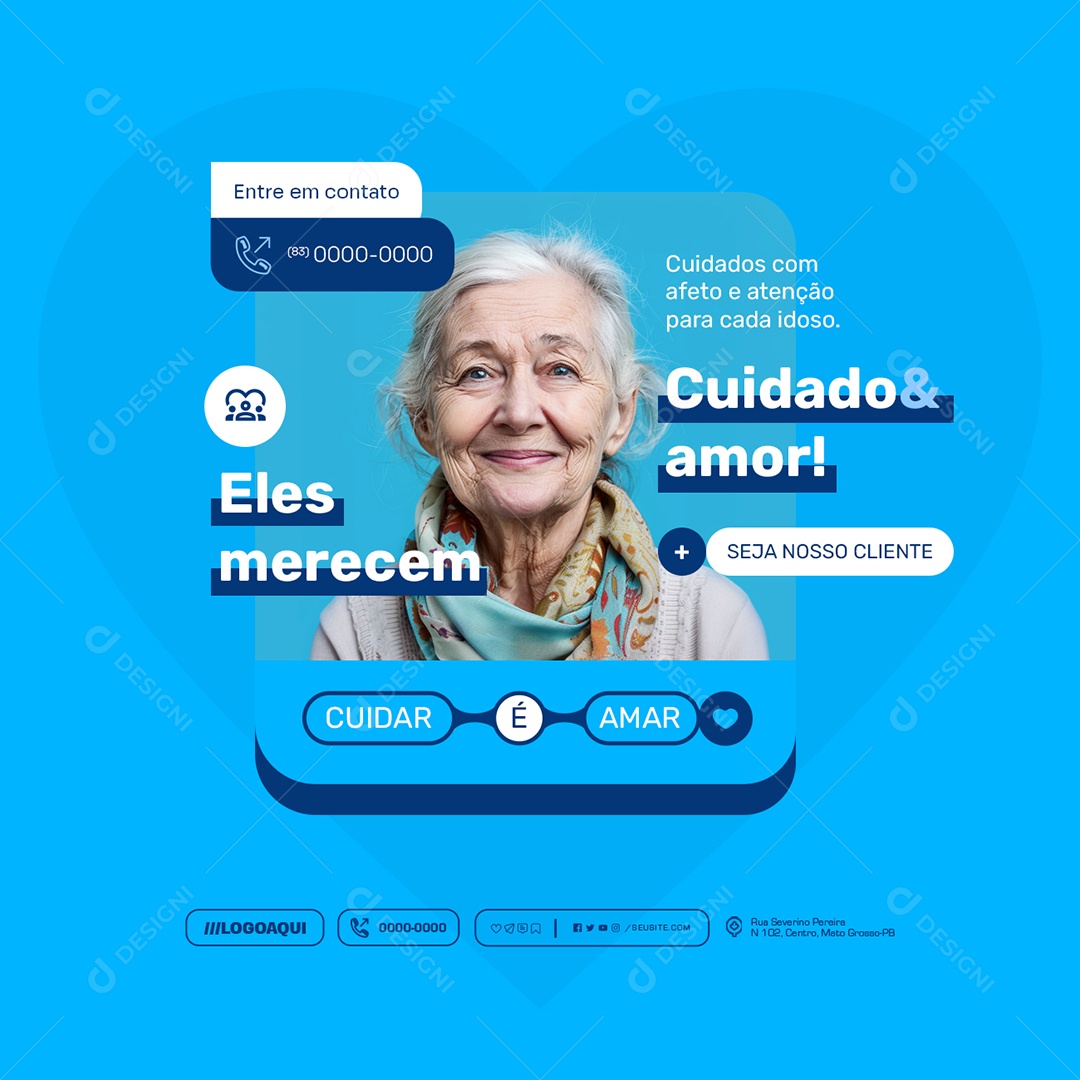 Cuidado e Amor Eles Merecem Social Media PSD Editável