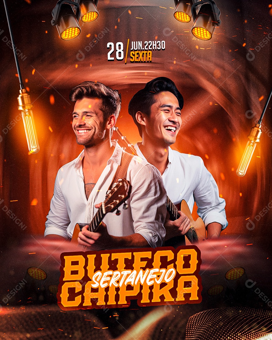 Flyer Buteco Sertanejo Caipira Artistas Social Media PSD Editável