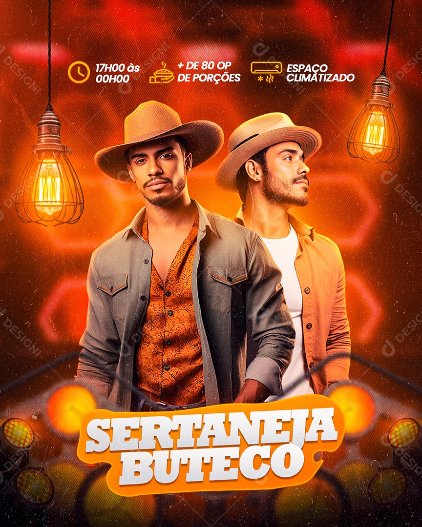 Flyer Sertanejo Buteco Artistas Social Media PSD Editável