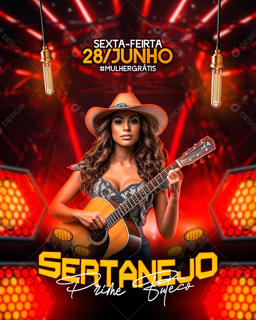 Flyer Sertanejo Prime Buteco Artista Social Media PSD Editável
