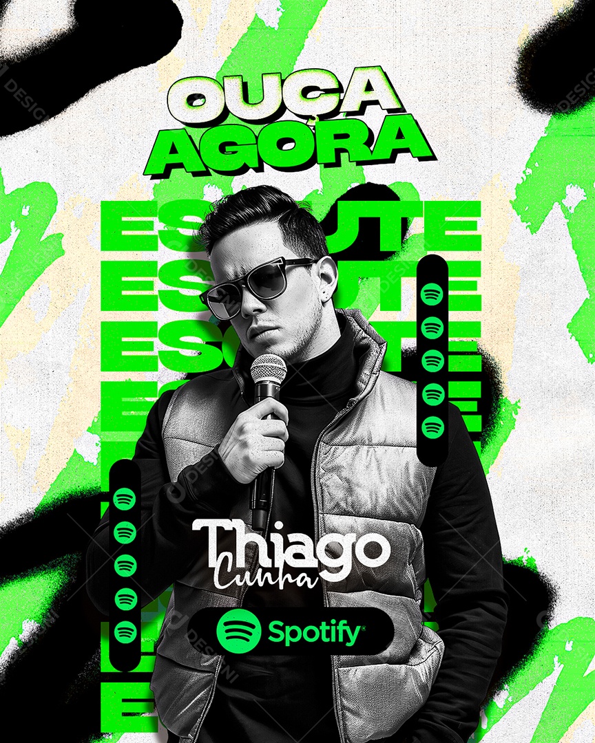 Flyer Escute Agora Thiago Cunha Social Media PSD Editável