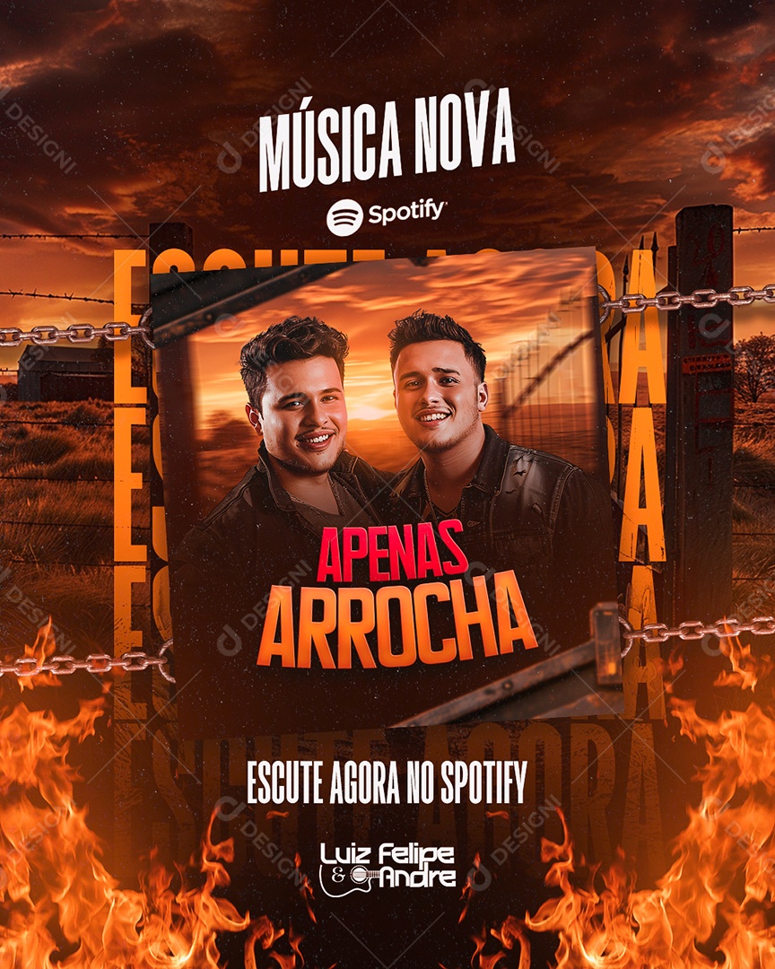 Flyer Apenas Arrocha Escute Agora Luiz Felipe e André Social Media PSD Editável