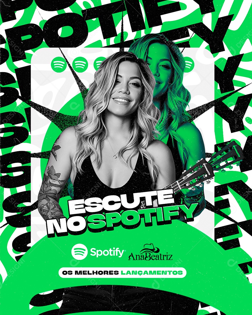 Flyer Escute no Spotife Ana Beatriz Social Media PSD Editável