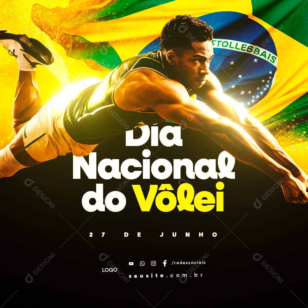 Dia do Vôlei 27 de Junho Social Media PSD Editável